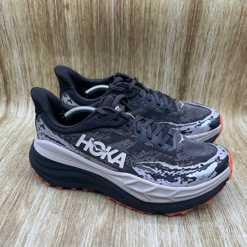 Hoka One One Stinson 7 Womens Size 9 Black White Trail Running Shoes 1141531 BKP